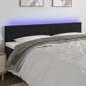 Kopfteil aus schwarzem Samt mit LED 180x5x78/88 cm von , Kopf- und Fußteile - Ref: Foro24-3121814, Preis: 63,63 €, Rabatt: %