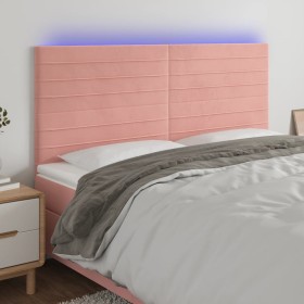 Cabecero con luces LED terciopelo rosa 200x5x118/128 cm de , Cabeceros y pies de cama - Ref: Foro24-3122635, Precio: 121,99 €...