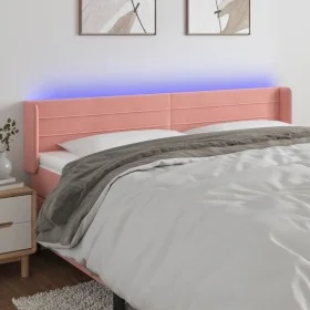 Pink velvet headboard with LED 203x16x78/88 cm by , Headboards and footboards - Ref: Foro24-3123447, Price: 76,28 €, Discount: %