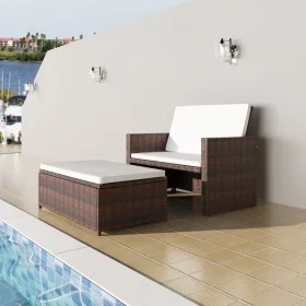 Sofá de jardín de ratán sintético marrón de vidaXL, Sofás de exterior - Ref: Foro24-43070, Precio: 374,79 €, Descuento: %