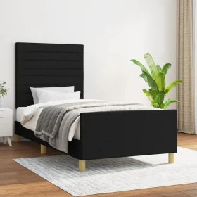Bed frame with black fabric headboard 90x190 cm by , Beds and slatted bases - Ref: Foro24-3125100, Price: 141,99 €, Discount: %