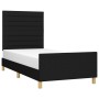 Estructura de cama con cabecero de tela negro 90x190 cm de , Camas y somieres - Ref: Foro24-3125100, Precio: 149,98 €, Descue...