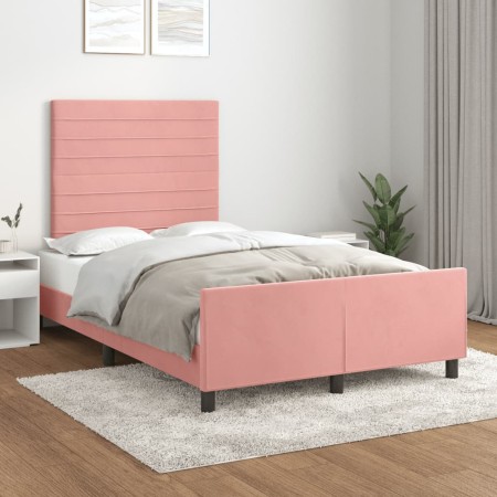 Estructura de cama con cabecero de terciopelo rosa 120x200 cm de , Camas y somieres - Ref: Foro24-3125811, Precio: 178,56 €, ...
