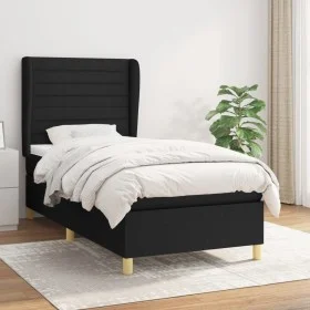 Cama box spring con colchón tela negro 90x190 cm de , Camas y somieres - Ref: Foro24-3128567, Precio: 305,32 €, Descuento: %