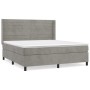Cama box spring con colchón terciopelo gris claro 180x200 cm de , Camas y somieres - Ref: Foro24-3132753, Precio: 562,57 €, D...