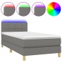 Cama box spring con colchón y LED tela gris oscuro 90x200 cm de , Camas y somieres - Ref: Foro24-3133686, Precio: 309,78 €, D...