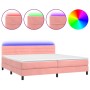 Cama box spring colchón y LED terciopelo rosa 200x200 cm de , Camas y somieres - Ref: Foro24-3134488, Precio: 548,71 €, Descu...