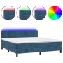 Cama box spring colchón y LED terciopelo azul oscuro 180x200 cm de , Camas y somieres - Ref: Foro24-3134481, Precio: 537,78 €...