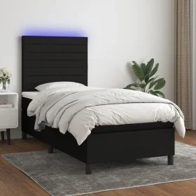 Cama box spring colchón y luces LED tela negro 90x190 cm de , Camas y somieres - Ref: Foro24-3134919, Precio: 310,59 €, Descu...