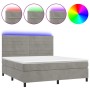 Cama box spring colchón y LED terciopelo gris claro 180x200 cm de , Camas y somieres - Ref: Foro24-3136197, Precio: 563,68 €,...