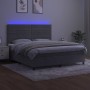 Cama box spring colchón y LED terciopelo gris claro 180x200 cm de , Camas y somieres - Ref: Foro24-3136197, Precio: 563,68 €,...
