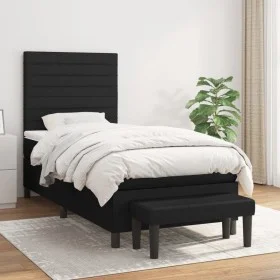 Box spring bed with black fabric mattress 90x190 cm by , Beds and slatted bases - Ref: Foro24-3136639, Price: 342,24 €, Disco...