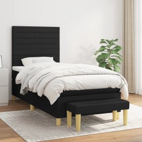 Cama box spring con colchón tela negro 100x200 cm de , Camas y somieres - Ref: Foro24-3137215, Precio: 360,40 €, Descuento: %