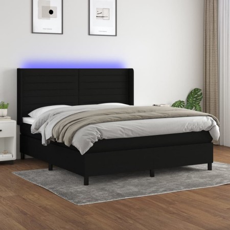 Cama box spring colchón y luces LED tela negro 180x200 cm de , Camas y somieres - Ref: Foro24-3138415, Precio: 653,33 €, Desc...