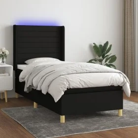 Cama box spring colchón y luces LED tela negro 90x200 cm de , Camas y somieres - Ref: Foro24-3138927, Precio: 332,33 €, Descu...