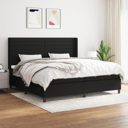 Cama box spring con colchón tela negro 200x200 cm de , Camas y somieres - Ref: Foro24-3131539, Precio: 672,30 €, Descuento: %