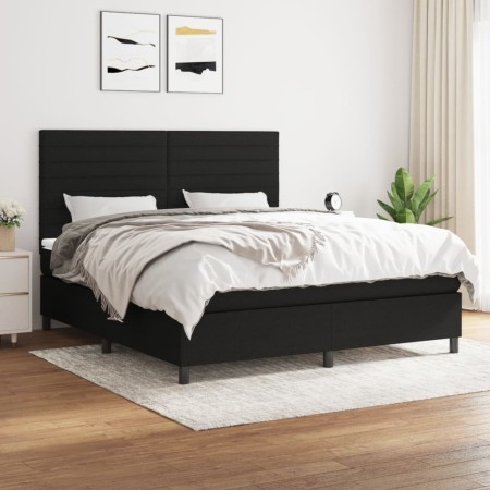 Cama box spring con colchón tela negro 180x200 cm de , Camas y somieres - Ref: Foro24-3141875, Precio: 639,45 €, Descuento: %
