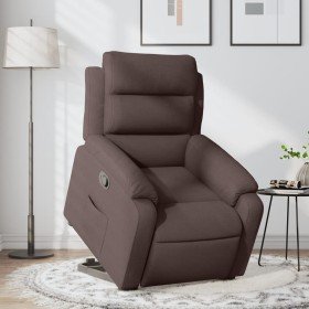 Sillón reclinable elevable tela marrón oscuro en Sillones | Comprar online en Foru.es