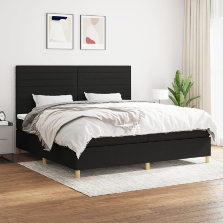Cama box spring con colchón tela negro 200x200 cm de , Camas y somieres - Ref: Foro24-3142443, Precio: 685,53 €, Descuento: %