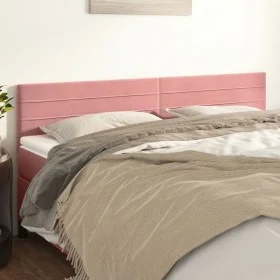 Zwei rosa Samt-Kopfteile, jeweils 90x5x78/88 cm. von , Kopf- und Fußteile - Ref: Foro24-346185, Preis: 55,93 €, Rabatt: %