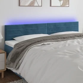 Dark blue velvet LED headboard 180x5x78/88 cm by , Headboards and footboards - Ref: Foro24-3121816, Price: 62,36 €, Discount: %