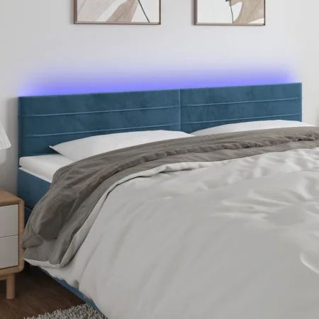 LED-Kopfteil aus dunkelblauem Samt, 180 x 5 x 78/88 cm von , Kopf- und Fußteile - Ref: Foro24-3121816, Preis: 62,36 €, Rabatt: %