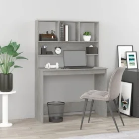 Concrete gray plywood shelf desk 102x45x148cm by , Desks - Ref: Foro24-823004, Price: 81,13 €, Discount: %