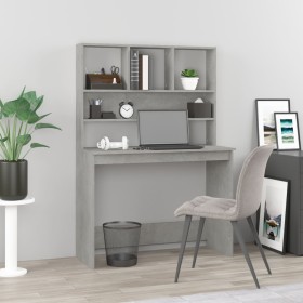 Escritorio de estantes contrachapada gris hormigón 102x45x148cm de , Escritorios - Ref: Foro24-823004, Precio: 82,41 €, Descu...