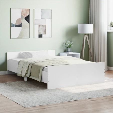 Estructura de cama con cabecero piecero blanco 120x190 cm de , Camas y somieres - Ref: Foro24-3203775, Precio: 115,82 €, Desc...