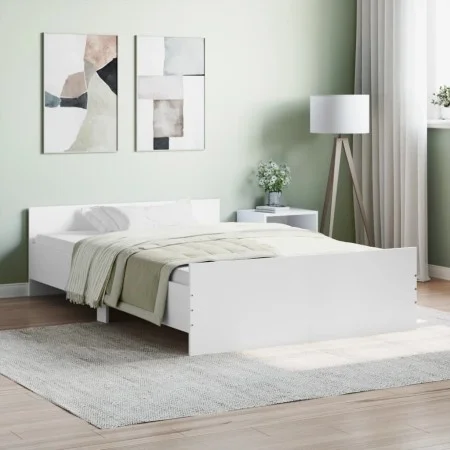 Estructura de cama con cabecero piecero blanco 120x190 cm de , Camas y somieres - Ref: Foro24-3203775, Precio: 114,45 €, Desc...