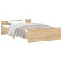 Estructura de cama con cabecero piecero roble Sonoma 120x190 cm de , Camas y somieres - Ref: Foro24-3203777, Precio: 140,98 €...