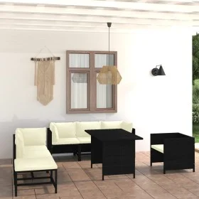 Set de muebles de jardín 8 pzas y cojines ratán sintético negro de , Conjuntos de jardín - Ref: Foro24-3059797, Precio: 514,8...