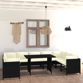 Set de muebles de jardín 10 pzas cojines ratán sintético negro de , Conjuntos de jardín - Ref: Foro24-3059795, Precio: 591,98...