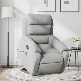 Sillón de masaje reclinable de pie de tela gris claro en Sillones | Comprar online en Foru.es