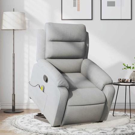 Sillón de masaje reclinable de pie de tela gris claro en Sillones | Comprar online en Foru.es
