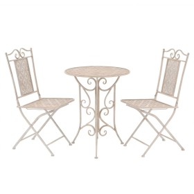 Mesa y sillas bistró de jardín 3 piezas acero blanco de vidaXL, Conjuntos de jardín - Ref: Foro24-43149, Precio: 234,43 €, De...