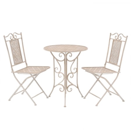 Mesa y sillas bistró de jardín 3 piezas acero blanco de vidaXL, Conjuntos de jardín - Ref: Foro24-43149, Precio: 234,43 €, De...