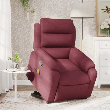 Sillón reclinable de masaje elevable tela rojo tinto en Sillones | Comprar online en Foru.es