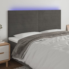 Cabecero con luces LED terciopelo gris oscuro 180x5x118/128 cm de , Cabeceros y pies de cama - Ref: Foro24-3122625, Precio: 9...