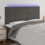 Cabecero con luces LED terciopelo gris oscuro 180x5x118/128 cm de , Cabeceros y pies de cama - Ref: Foro24-3122625, Precio: 9...