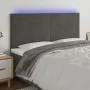 Kopfteil mit LED-Leuchten, dunkelgrauer Samt, 180 x 5 x 118/128 cm von , Kopf- und Fußteile - Ref: Foro24-3122625, Preis: 92,...