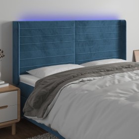 Cabecero con LED de terciopelo azul oscuro 183x16x118/128 cm de , Cabeceros y pies de cama - Ref: Foro24-3124252, Precio: 128...