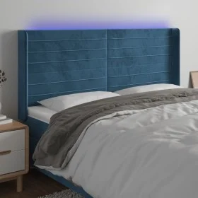 Dark blue velvet LED headboard 183x16x118/128 cm by , Headboards and footboards - Ref: Foro24-3124252, Price: 126,24 €, Disco...