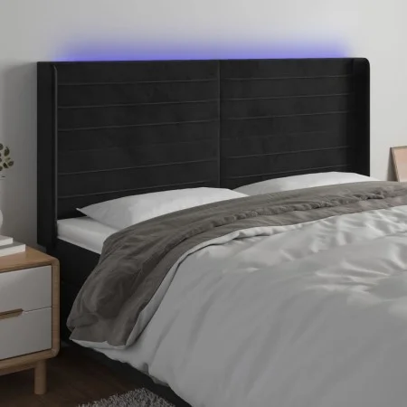 Kopfteil aus schwarzem Samt mit LED 183x16x118/128 cm von , Kopf- und Fußteile - Ref: Foro24-3124250, Preis: 126,61 €, Rabatt: %