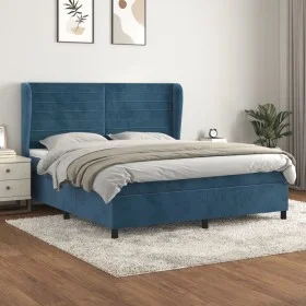 Cama box spring con colchón terciopelo azul oscuro 180x200 cm de , Camas y somieres - Ref: Foro24-3129289, Precio: 631,72 €, ...