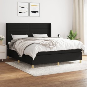 Cama box spring con colchón tela negro 180x200 cm de , Camas y somieres - Ref: Foro24-3132091, Precio: 673,76 €, Descuento: %
