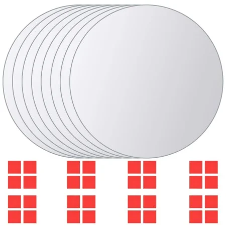 Azulejos de espejo redondos vidrio 8 unidades de vidaXL, Espejos - Ref: Foro24-244463, Precio: 18,31 €, Descuento: %
