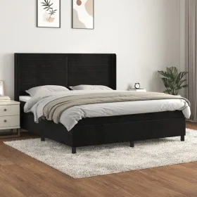 Cama box spring con colchón terciopelo negro 180x200 cm de , Camas y somieres - Ref: Foro24-3132755, Precio: 585,40 €, Descue...
