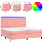 Cama box spring colchón y LED terciopelo rosa 200x200 cm de , Camas y somieres - Ref: Foro24-3136208, Precio: 610,09 €, Descu...