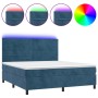 Cama box spring colchón y LED terciopelo azul oscuro 180x200 cm de , Camas y somieres - Ref: Foro24-3136201, Precio: 618,10 €...